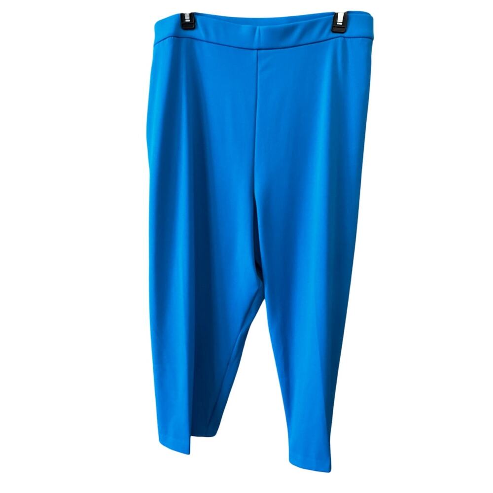 New SUSAN GRAVER Women's Blue Cotton Blend Slim Fit Ankle Trousers Size 2X